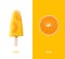 Creative layout made of orange and popsicles. Flat lay. Food min