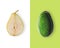 Creative layout made of pear and avocado.