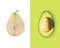 Creative layout made of pear and avocado. Flat lay.
