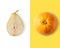 Creative layout made of pear and orange.