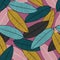 Creative leaf wallpaper. Modern leaves seamless pattern on pink background