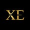 Creative Letter XE Logo Vector With Gold Color. Abstract Linked Letter XE Logo Design