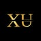 Creative Letter XU Logo Vector With Gold Color. Abstract Linked Letter XU Logo Design