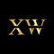 Creative Letter XW Logo Vector With Gold Color. Abstract Linked Letter XW Logo Design