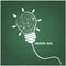 Creative light bulb handwriting style on blackboard with business idea concept, education concept.