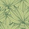 Creative linear green leaves shape seamless pattern. Abstract line art wallpaper. Exotic leaf elements