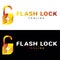 Creative Lock Concept Logo Design with flash icon