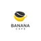 Creative logo banana cafe, with coffee bean and mug vector