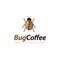 Creative logo bugcoffee, with coffee bean and bug vector