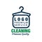 Creative logo for dry cleaning or laundry service. Clothes hanger symbol in line style. Flat vector design element for