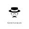 Creative logo gentleman with a mustache, hat and glasses.