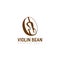 Creative logo violin bean, with negative space vector
