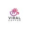 Creative logo viral coffee, combine the mug with hashtag vector