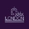 Creative London city logo in line style. Abstract Big Ben clock tower and ferris wheel. Vector design template