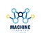 Creative machine learning logo. Artificial intelligence icon. Technology computing. Abstract flat vector design for web