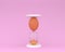 Creative made of egg hourglass on pink color background. minimal