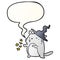 A creative magical amazing cartoon cat wizard and speech bubble in smooth gradient style