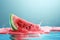 Creative Melting watermelon slice on blue background