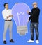 Creative men with a light bulb symbol