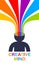 Creative mind brain vector concept in flat trendy design style, colorful rainbow stripes goes out of man head symbolizes creative