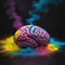 The creative mind explodes with colors. Creativity, creativity and ideas from the brain