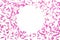 Creative minimal flower background. Pink flowers frame on white