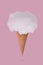 Creative minimal idea made of ice cream cone and fluffy cloud