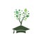 Creative modern nature Education logo design. Graduation cap and tree icon logo.