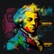 Creative modern portrait of composer and musician Wolfgang Amadeus Mozart
