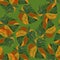 Creative monstera leaves tropical seamless pattern. Embroidery palm leaf endless wallpaper