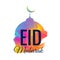 Creative mosque design with watercolor effect for eid festival