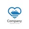 Creative mountain and love outline logo concept
