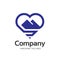 Creative mountain and love outline logo concept