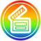 A creative movie clapper board circular in rainbow spectrum