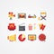 Creative movie icon set. Different cinema vector flat icons