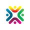 Creative multi color people community logo design