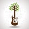 Creative musical tree on white background