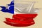 Creative national grunge flag, brushstroke Chile flag on beige isolated background, concept of politics, global business,