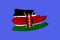 Creative national grunge flag, brushstroke Kenya flag on black isolated background, concept of politics, global business,