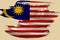 Creative national grunge flag, brushstroke, Malaysia flag on beige isolated background, concept of politics, global business,