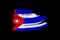 Creative national grunge flag, Cuba flag brushstroke on black isolated background, concept of politics, global business,