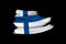 Creative national grunge flag, Finland flag brushstroke on black isolated background, concept of politics, global business,