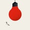 Creative, new idea in business vector concept. Man smashing light bulb with baseball bat. Symbol of breakthrough.