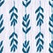 Creative outline bluek branch with leaves seamless pattern on stripes background