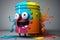 creative paint can character from colorful automotive paints
