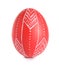 Creative painted red Easter egg on white