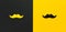 Creative party decoration concept. Black and yellow mustache, props for photo booths, carnival parties on black yellow background