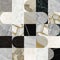 Creative patchwork pattern mosaic with natural stones and white marble.