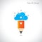 Creative pencil and cloud symbol. Flat design style and digital