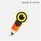Creative pencil and light bulb design with vision concept. Flat